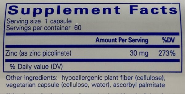 Zinc 30/ 60 capsules - Image 2